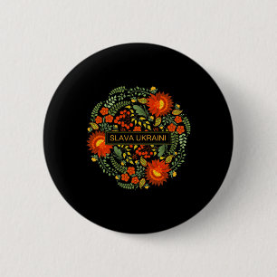 Slava Ukraini Petrykivka Painting-glory To Ukraine Button