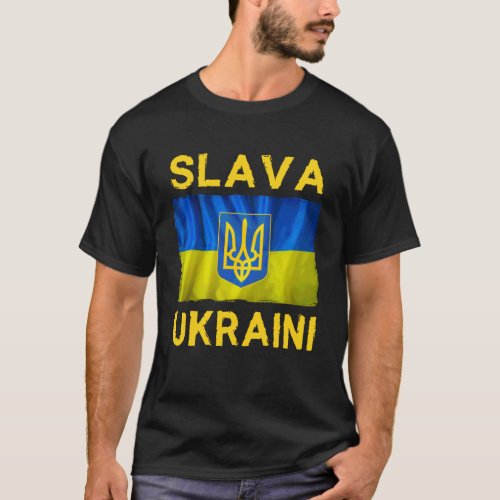 Slava Ukraini slava ukraina flag  T_Shirt