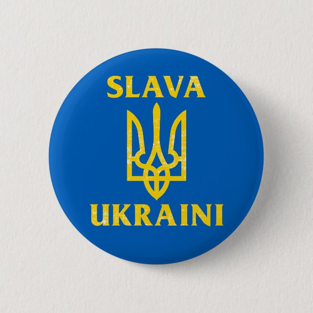 Slava Ukraini slava ukrayini Ukraine flag Button (Front)