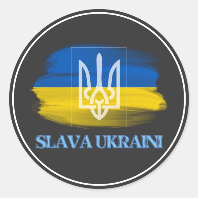 Slava Ukraini Ukraine Flag Classic Round Sticker (Front)