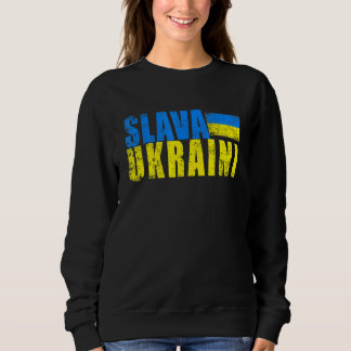 SLAVA UKRAINI Ukraine Flag Colors Distressed Retro Sweatshirt