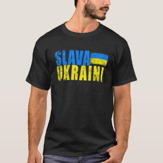 SLAVA UKRAINI Ukraine Flag Colors Distressed Retro T-Shirt