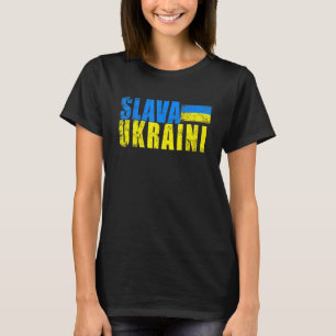 SLAVA UKRAINI Ukraine Flag Colors Distressed Retro T-Shirt