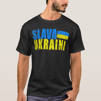 SLAVA UKRAINI Ukraine Flag Colors Distressed Retro T-Shirt