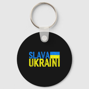Slava Ukraini Ukraine Flag Colors Distressed Slava Keychain