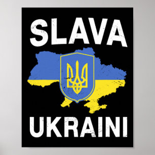 Slava Ukraini Ukraine Map Support Ukrainian Pride Poster
