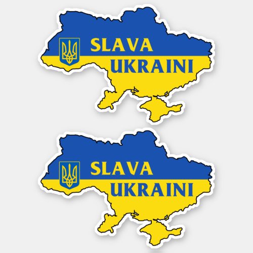 Slava Ukraini Ukraine Ukrainian flag map Sticker