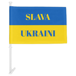 Slava Ukraini. Ukrainian flag. Supporting Ukraine. Car Flag