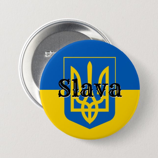 Slava Ukrainian Trident Button (Front & Back)