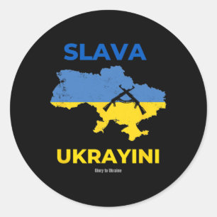 Slava Ukrayini Glory To Ukraine  Classic Round Sticker