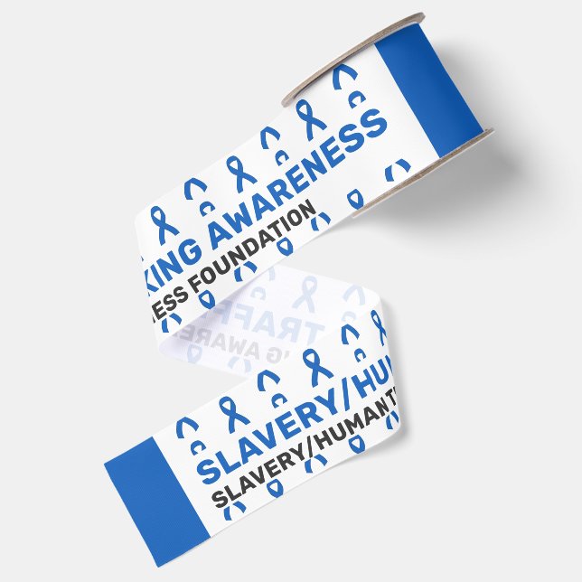 Slavery Human Trafficking Awareness Pattern Ribbon (Front+Back)