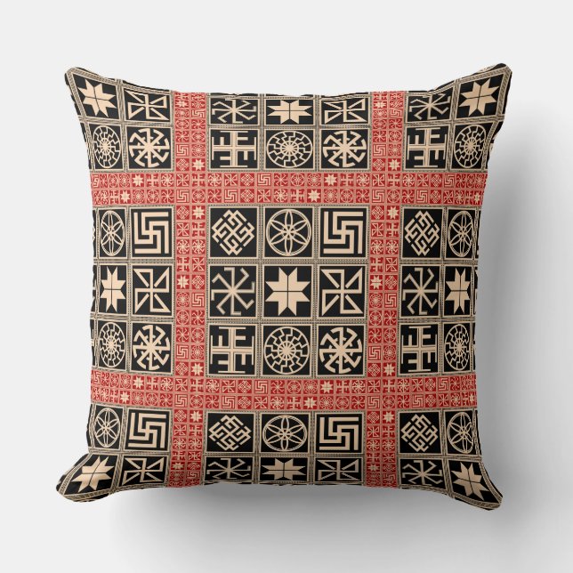 Slavic Amulet Tapestry Protective Throw Pillow (Front)