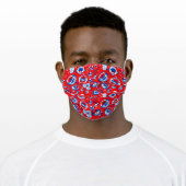 Slavic Blue And Red Botanical Floral Pattern Adult Cloth Face Mask (Worn)