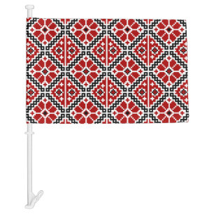 Slavic Ethnic Embroidery, Balkan Traditional Car Flag