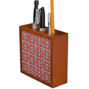 Slavic Ethnic Embroidery, Balkan Traditional Desk Organizer
