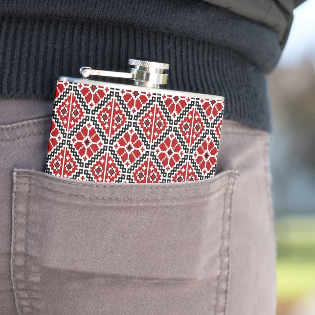 Slavic Ethnic Embroidery, Balkan Traditional Flask (In Situ)