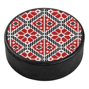Slavic Ethnic Embroidery, Balkan Traditional Hockey Puck