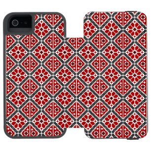 Slavic Ethnic Embroidery, Balkan Traditional iPhone SE/5/5s Wallet Case