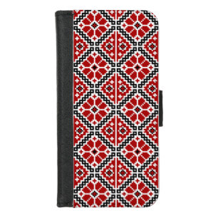 Slavic Ethnic Embroidery, Balkan Traditional iPhone 8/7 Wallet Case