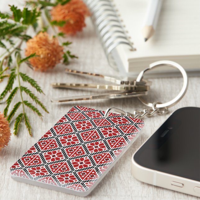 Slavic Ethnic Embroidery, Balkan Traditional Keychain (Front Right)