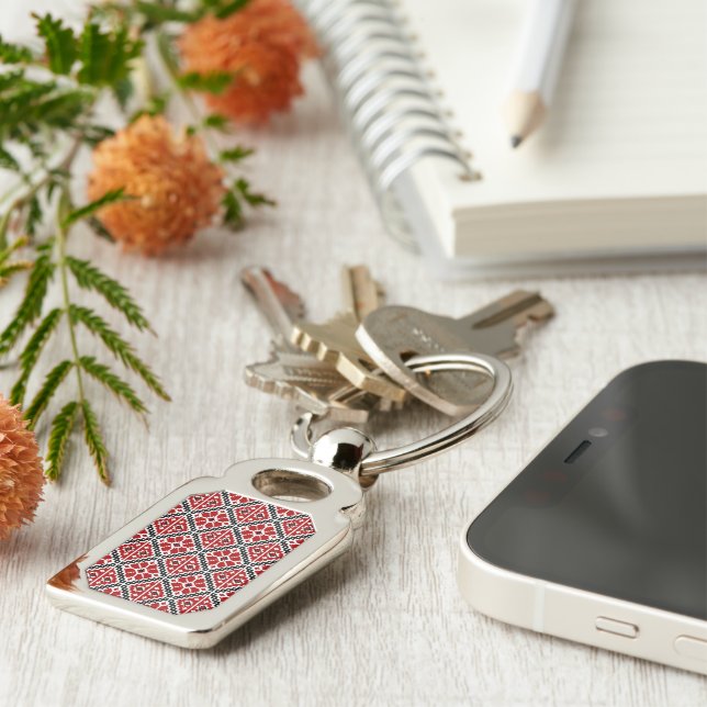Slavic Ethnic Embroidery, Balkan Traditional Keychain (Side)