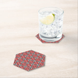 Slavic Ethnic Embroidery, Balkan Traditional Paper Coaster