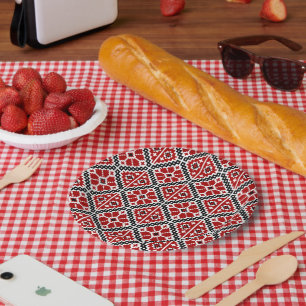 Slavic Ethnic Embroidery, Balkan Traditional Paper Plates