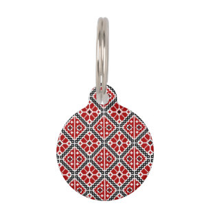 Slavic Ethnic Embroidery, Balkan Traditional Pet ID Tag