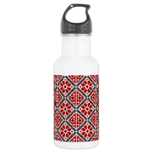 Slavic Ethnic Embroidery, Balkan Traditional Stainless Steel Water Bottle