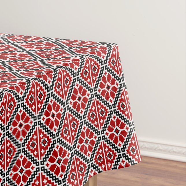 Slavic Ethnic Embroidery, Balkan Traditional Tablecloth (In Situ)