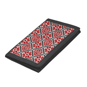Slavic Ethnic Embroidery, Balkan Traditional Trifold Wallet