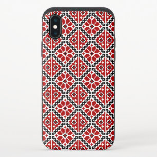 Slavic Ethnic Embroidery, Balkan Traditional iPhone XS Slider Case