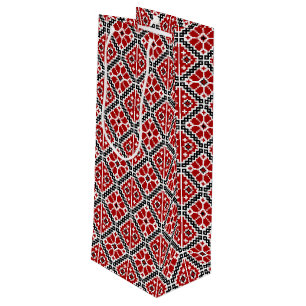 Slavic Ethnic Embroidery, Balkan Traditional Wine Gift Bag