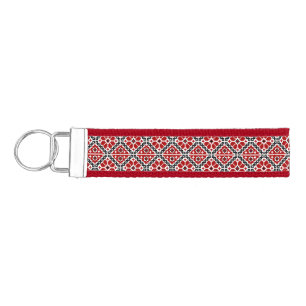 Slavic Ethnic Embroidery, Balkan Traditional Wrist Keychain