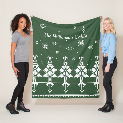 Slavic Folk Art Winter Forest Fleece Blanket