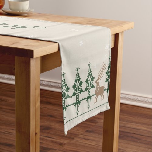 Slavic Folk Art Winter Forest  Merry Christmas Medium Table Runner