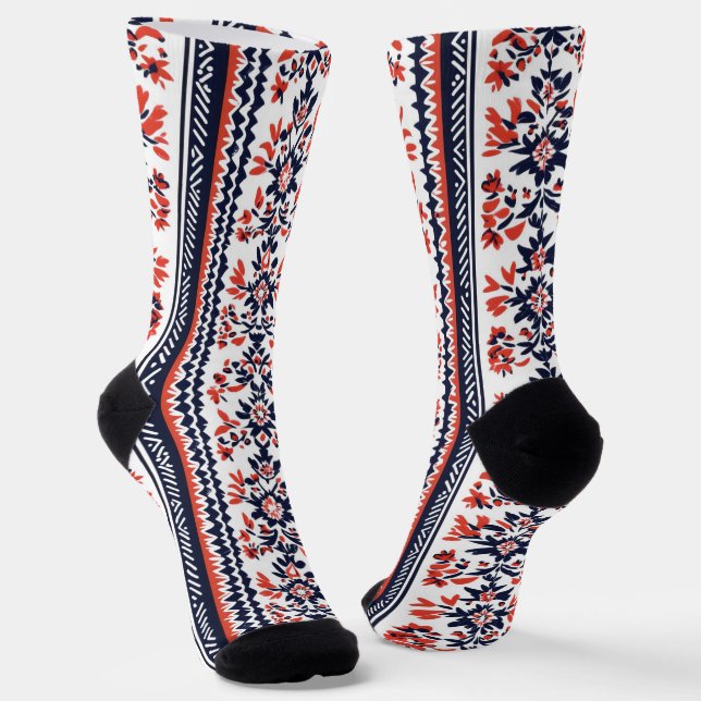 Slavic Folklore Pattern Socks (Angled)