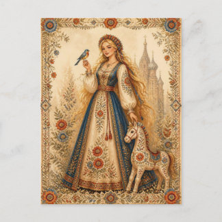 Slavic Folklore Princess Vintage Illustration Postcard