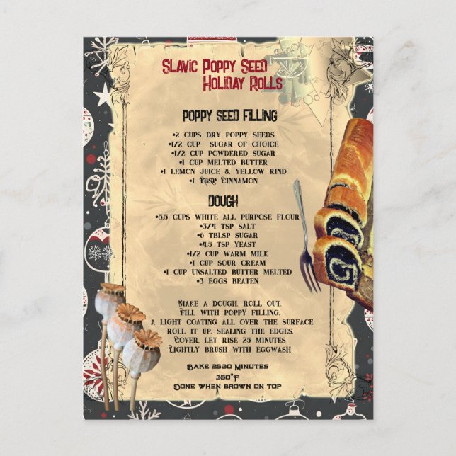 Slavic Poppy Seed Roll Recipe | Postcard (Front)