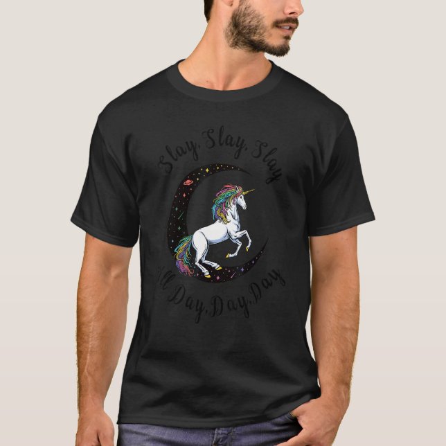 Slay All Day Women & Girls Sassy Unicorn T-Shirt (Front)