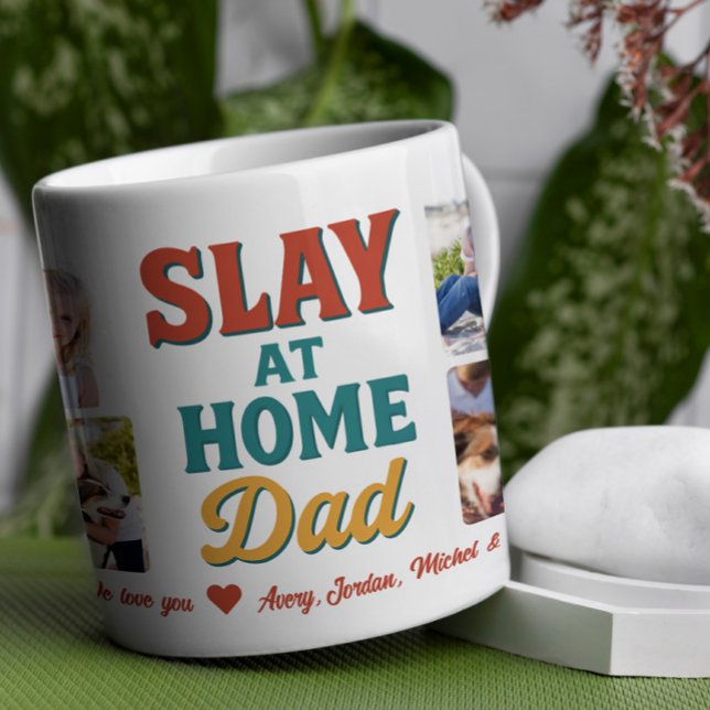 Slay at Home Dad Personalized 8 Photo Collage Coffee Mug (Creator Uploaded)