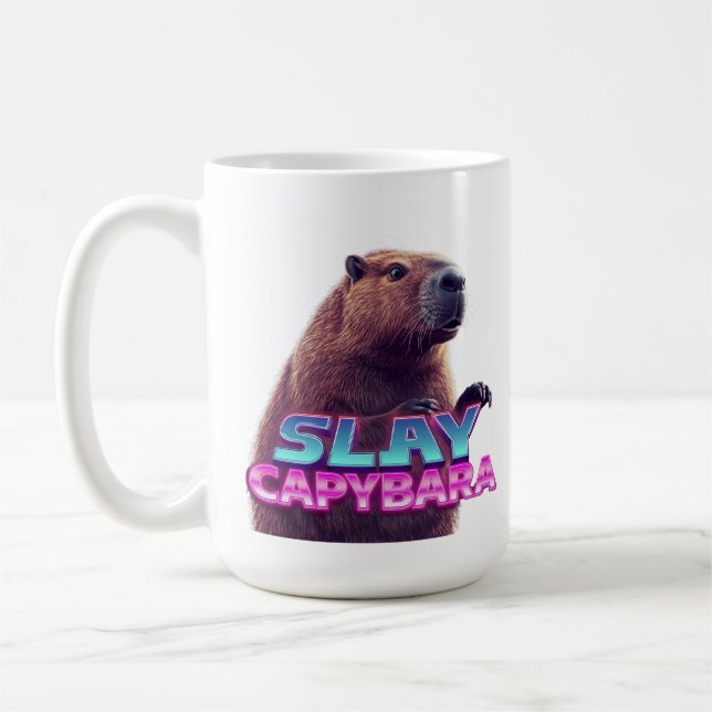 Slay Capybara Funny Animal Meme Gift Coffee Mug (Left)