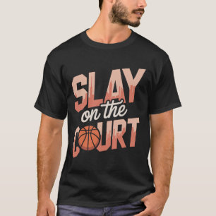Slay On The Court Girls Sketll Player T-Shirt