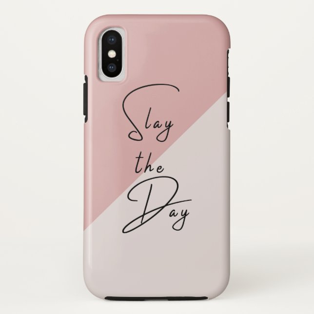Slay the Day Typography Quote Pink Blush Mauve Case-Mate iPhone Case (Back)