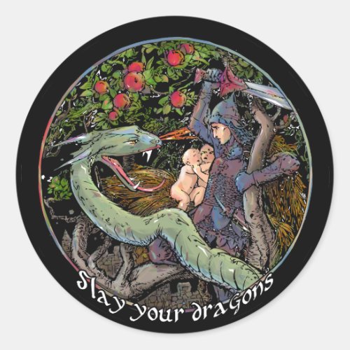 Slay your dragons Gift for Jordan Peterson fans Classic Round Sticker