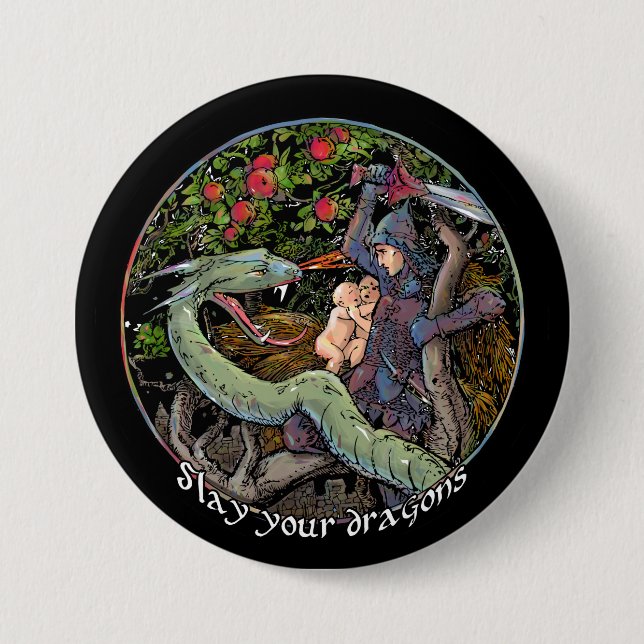 Slay your dragons, Gift for Jordan Peterson fans. Pinback Button (Front)