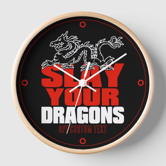 SLAY YOUR DRAGONS, gift for Jordan Peterson fans Wall Clock (Front)