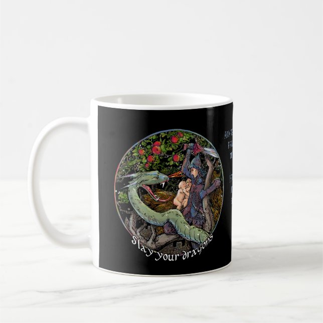 SLAY YOUR DRAGONS, Medieval art,Jordan Peterson Coffee Mug (Left)