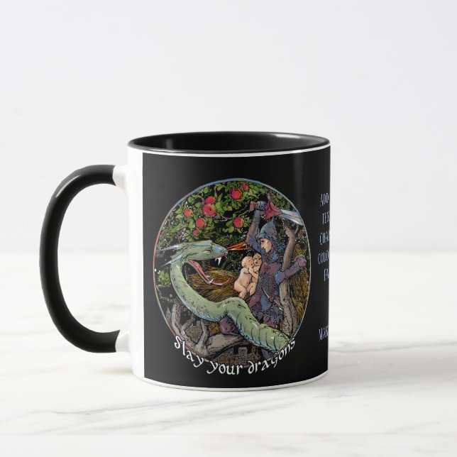 Slay Your Dragons.Personalized Gift. Medieval Art Mug (Left)