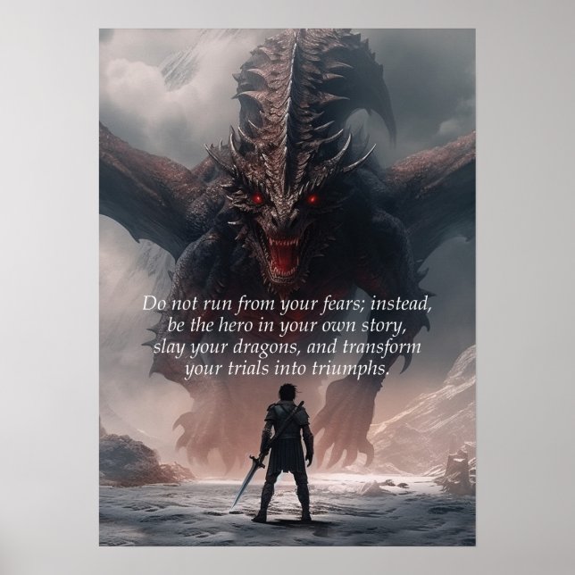 Slay Your Dragons - Success Motivation Poster (Front)